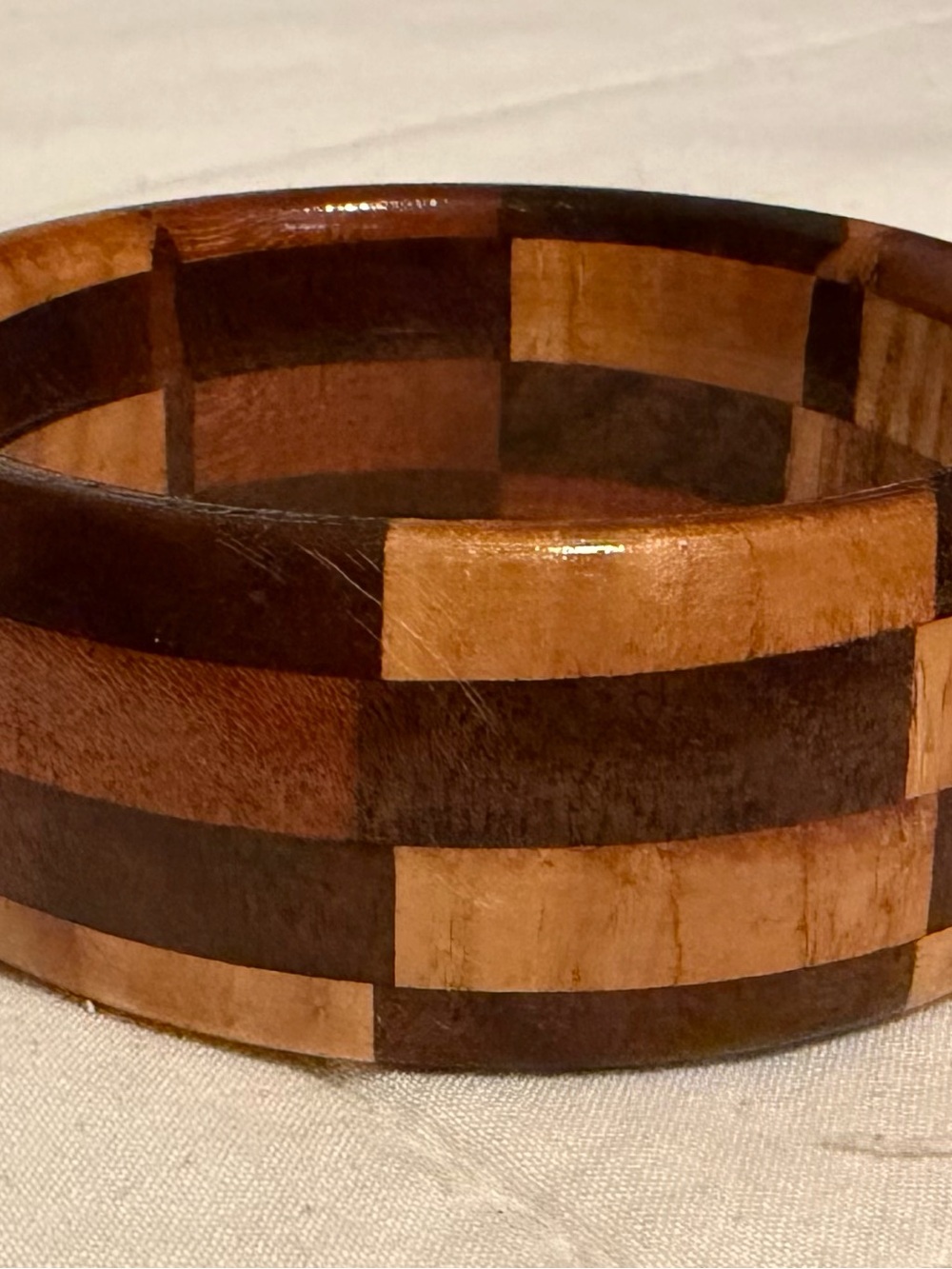 Handmade Two-Tone Wooden Bracelet — Brown & Tan